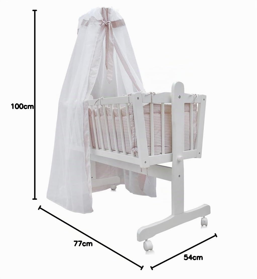 VitaliSpa Lettino per bambini, Bianco, 102.5 x 140 cm | con ruotecon funzione dondolo e rotelle bloccabili