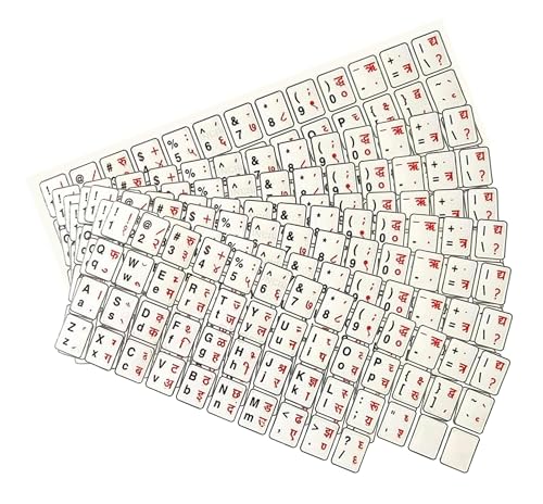 Red Champion Hindi-English Typing Keyboard Stickers | Waterproof, Durable Stickers for Desktop & Laptop Keyboards | Made in India | Pack of 10