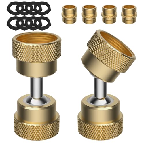 Image of 2 Pack Swivel Metal Garden Hose Adapter, 3 /4 inch Hose-Protect with 4 Adapters