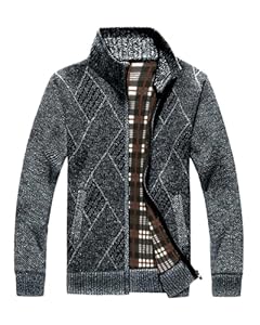 YAOBAOLE Herren Strickjacke mit Zipper Langarm Pulloverjacke Stehkragen Dunkelgrau M