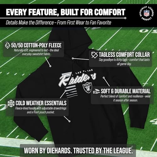 Team Fan Apparel NFL Adult Unisex Retro Script Ultra Soft Fleece Hooded Sweatshirt, Officially Licensed Football Performance Hoodie (Las Vegas Raiders - Black, X-Large) - Image 3