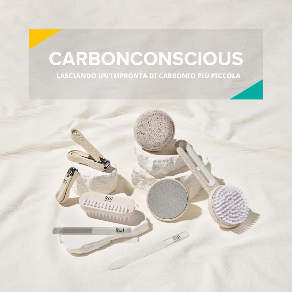 Rui Smiths CarbonConscious - Spazzola per la pulizia delle unghie con setole su 2 lati, per manicure e pedicure, realizzata in bioplastica di paglia di grano