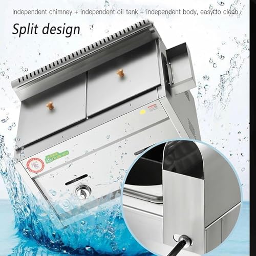 AFLEPCBRQ Gasfritteuse, gewerbliche Fritteuse, 12 l, Edelstahlfritteuse mit Deckel für Pommes, Donuts, Fisch, leicht zu reinigen, Abnehmbarer Kamin – Bild 5