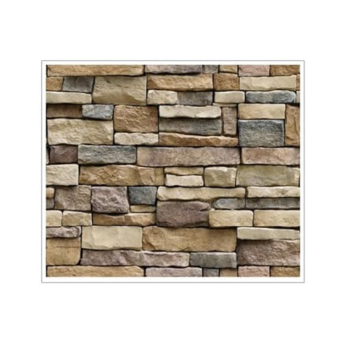 Hemobllo Brick Effect Wallpaper - Vintage Self Adhesive Wallpaper Peel and Stick 3D Effect Brick Retro Wall Panels Wall Sticker for Bedroom Living Room Kitchen, 45x100cm