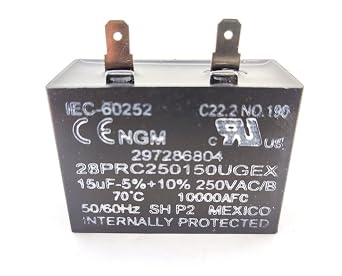 5304464438 Refrigerator Capacitor, 1 F, Aluminum, Rectangular