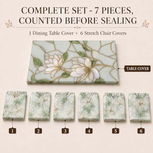 Image of Cloth Fusion Dining Table Cover with 6 Chair Covers, 6 Seater Table Cloth | Table cover and every chair cover in one matching print; 4-way stretch chair covers; 6 designs; washable, not PVC