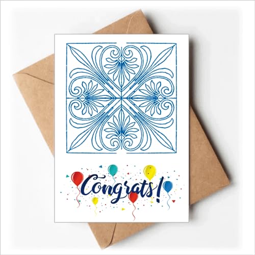 Enveloppes de vœux Talavera bleu décoratif pour cartes de remerciement et invitations chic