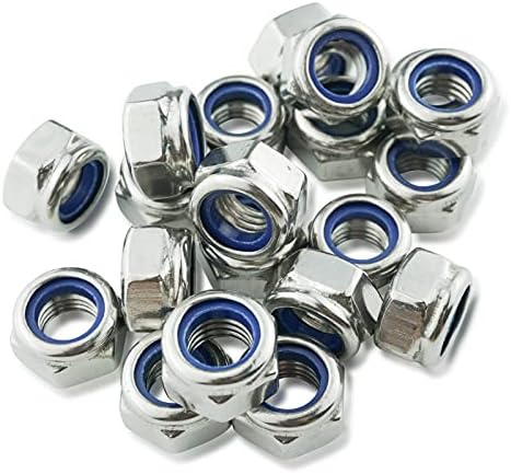 M10 Nyloc Nuts, 10mm Locking Nuts, (Pack of 20) A2 304 Stainless Steel Hex Nut, Nylon Insert Lock Nut, Self-Locking for Bolts & Screws, DIN 985