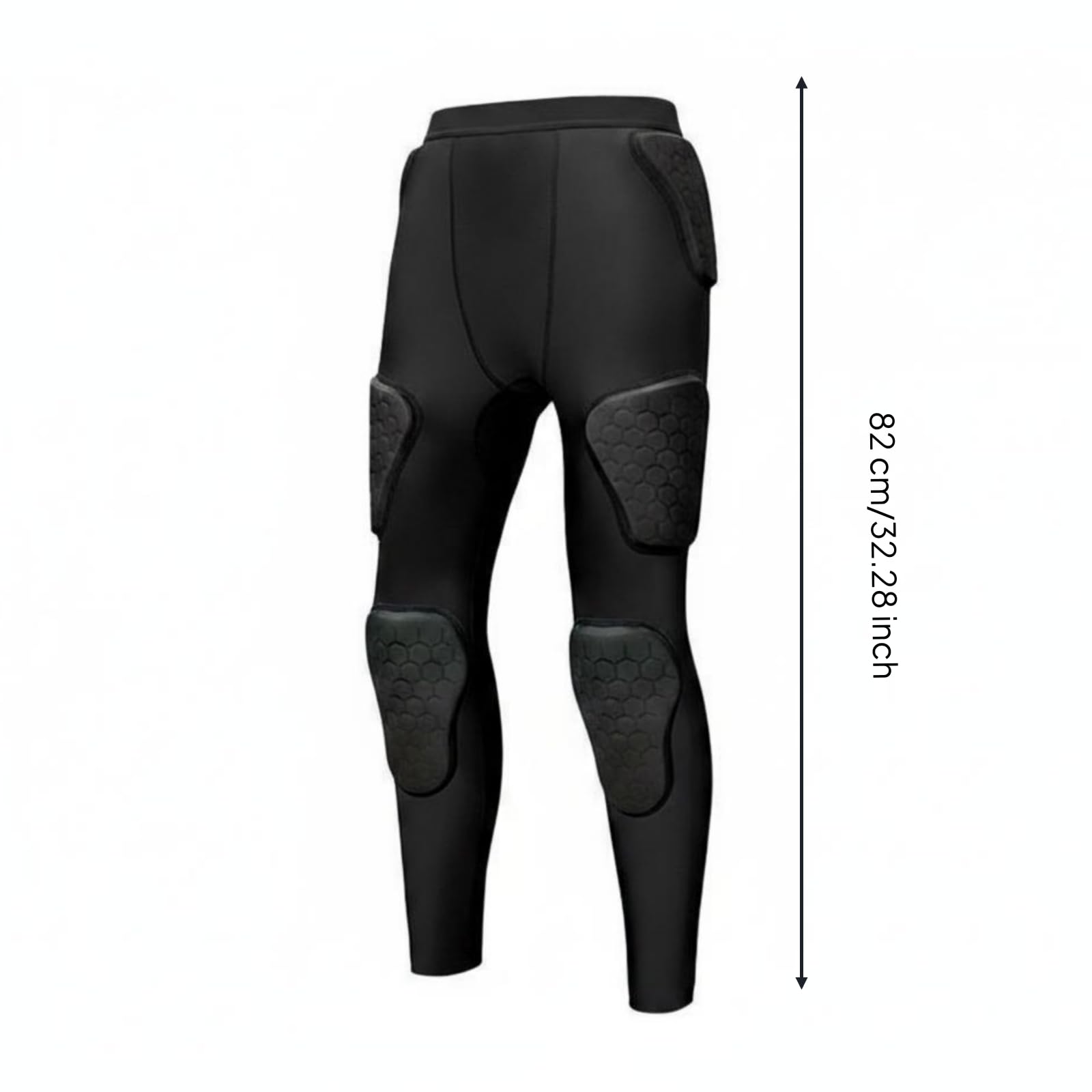 Pantaloni Protettivi Adulti Leggings Compressione Pantaloni Imbottiti Protezione Ginocchio Ammortizzazione Eva vestibilità Stabile Materiale, XXL, Black-Black Line