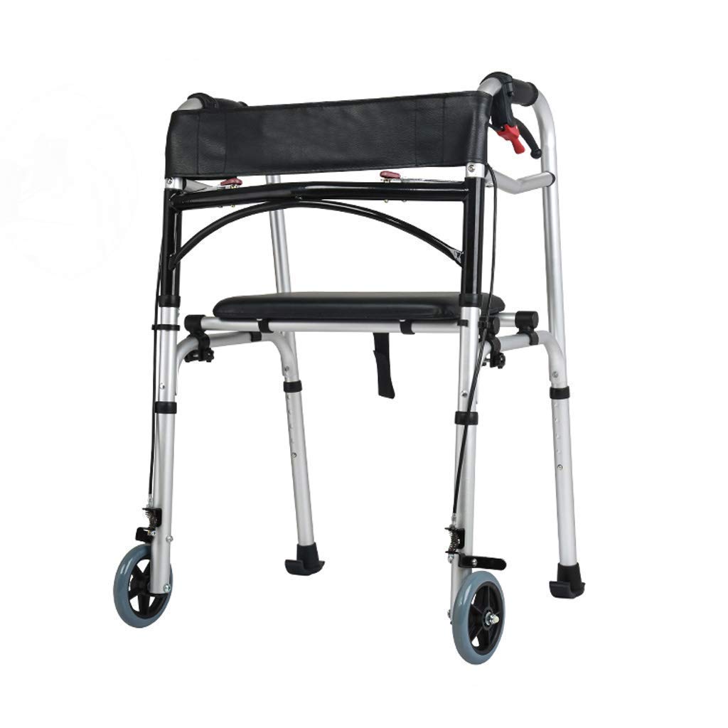 Walker, Walker da Viaggio Pieghevole Portatile, Walker con Rilascio A Grilletto, Rollator Ausilio per La Mobilità per Anziani Altezza Regolabile,