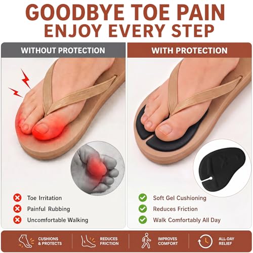 Image of Handepo 3 Pairs Apricot Black Clear Gel Pads for Thong Sandals Toe Protectors Metatarsal Forefoot Cushion Inserts Foot Pads Non Slip Cushion for Sandals Thong Post Protector