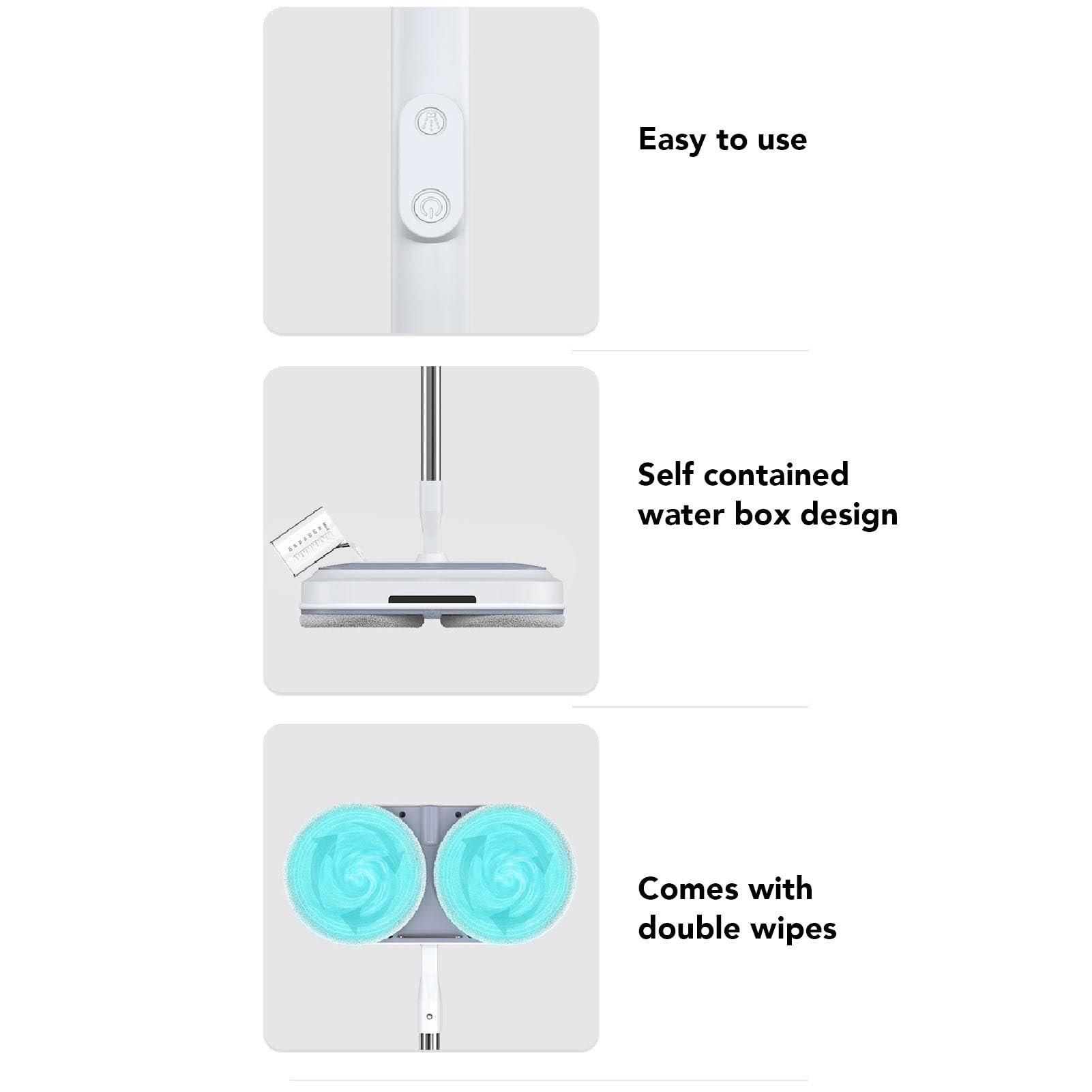 Mop Eléctrico Inalámbrico, Trapeador de Eléctrico de Doble Rotación con Spray de Agua, Limpiador Automático de Piso para Limpieza de Pisos para Madera Dura (Enchufe de la UE