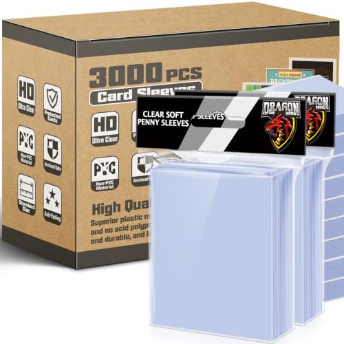 3000 Counts Card Sleeves Top Loaders for Trading Cards, Penny Soft Sleeves Baseball Card Sleeve Protectors Fit for Sports,Football,Game Cards
