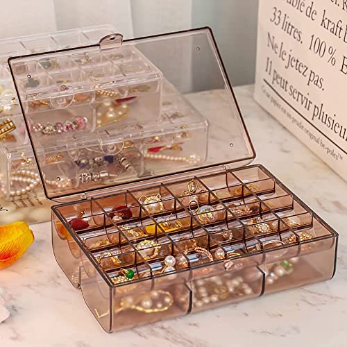 Image of Small Travel Jewellery Organiser Box, PU Leather, Pink, Portable Mini Square Case with Zipper and Dividers for Rings, Earrings, Necklaces, 10x10x5 cm (Multicolor)