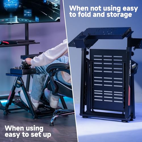 Image of GTPLAYER Flight & Sim Racing Wheel Stand Simulator Cockpit Racing Steering Shifter and Flight Control Mounts Fit for Logitech /Thrustmaster /PXN Gaming Devices, Electronic Devices NOT Included, Black