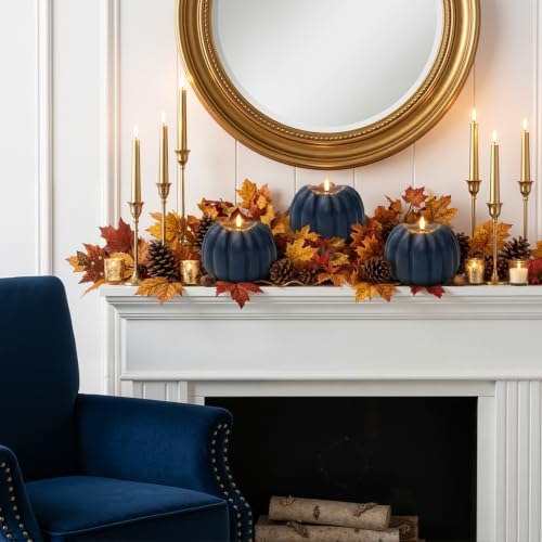 Vela LED parpadeante que funciona con pilas tipo calabaza azul 7