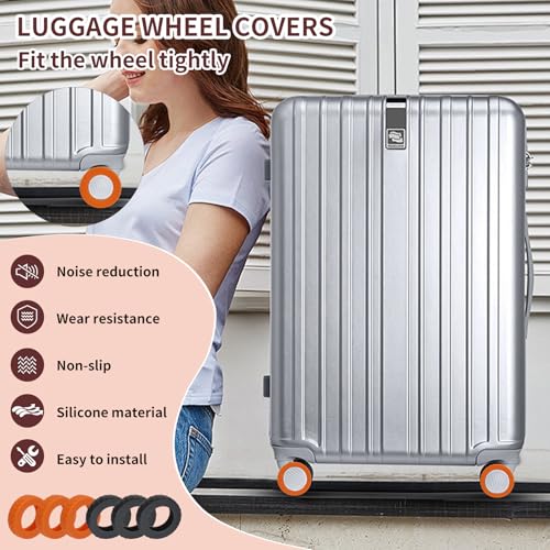 16PCS Luggage Wheel Covers, Silicone Suitcase Wheels Protector for 2-2.5 Inches, Anti-Wear and Anti-Noise Universal Wheel Protective Cover for Travel (Orange)4