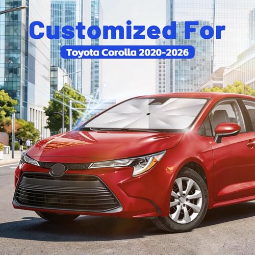 Image of Car Windshield Sun Shade for Toyota Corolla 2020-2026 -[Reflective Coated Fabric] Sunshade Umbrella for Front Window, Car Shades Sun Visor Keep Car Cool and Protects Interior, 1:1 Exact Fit