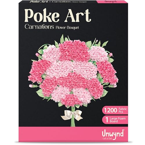 Unwynd Poke Art Carnations Flower Bouquet Kit for Adults Women and Teens
