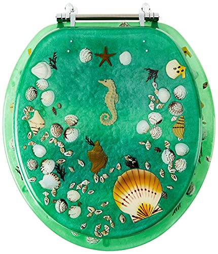 Daniel's Bath & Beyond Polyresin Round Seahorse Toilet Seat, 17
