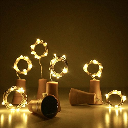 6 Pack Solar Powered Wine Bottle Lights, 20 LED Waterproof Copper Cork Solar Lights for Wedding Christmas, Outdoor, Holiday, Garden, Patio, Pathway Decor (Warm White) - Thumbnail 4