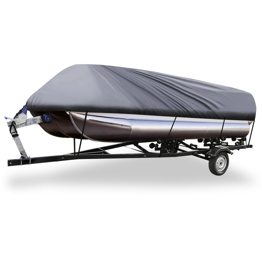 X AUTOHAUX Gray 21-24ft 210D Boat Cover Waterproof Trailerable for Square Ship