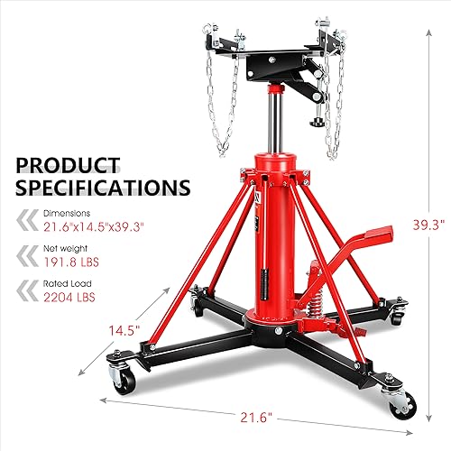 Image of DNA Motoring Hydraulic Transmission Jack - 1 Ton 2204 lbs Capacity High Lift Telescoping Floor Jack Stand,33.2 inch-69.6 inch Lifting Range,TOOLS-00319