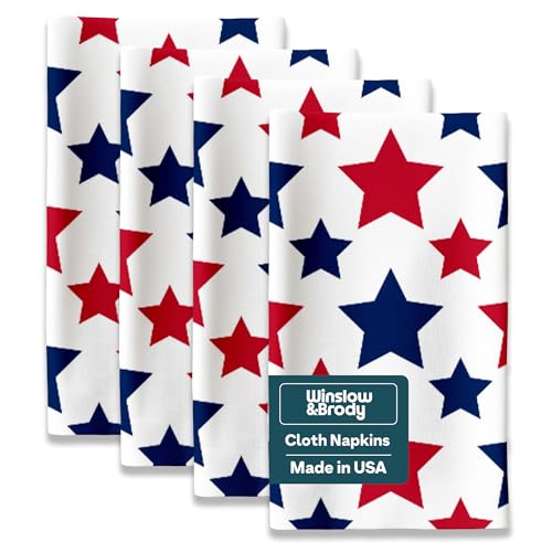 Red White Blue Stars Cloth Napkins | 4th of July