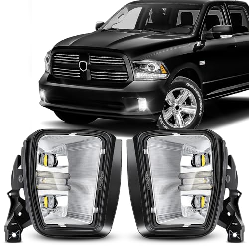 FICOLPO Led Fog Lights with Daytime Running Lights for 2013 2014 2015 2016 2017 2018 Dodge Ram 1500 & 2019-2021 RAM 1500 Classic Pickup - Bumper Driving Fog Lamps with DRL OEM Replacement(White Light)