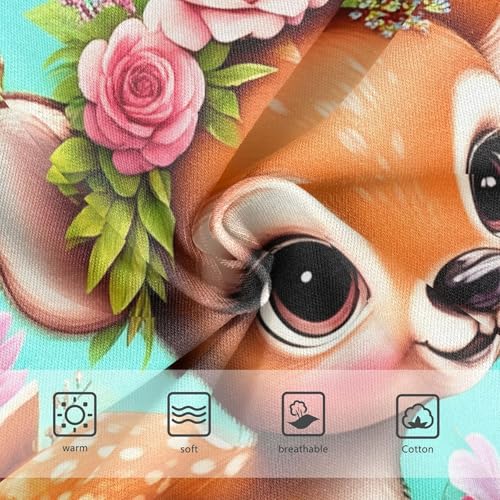 Cute Cartoon Deer Teal Floral Girl Panties Cute Toddlers Underwear Floral Cotton Funny Kids Undies Briefs 2t3