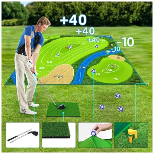 70"x70" Double Sided Golf Chipping Game Golf Hitting Mat | Golf Practice Mat Kits with 2pcs Golf Clubs & 20pcs Sticky Balls & 20pcs Sticky Darts | Golf Training Mat Golf Accessories for Indoor Outdoor - Image 4