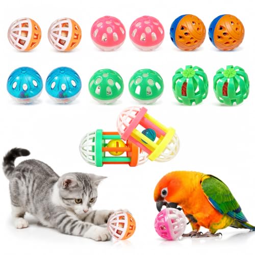 QingWing 12 Piezas Pelota Rodante para Mascotas, Juguetes de Bola Pájaros