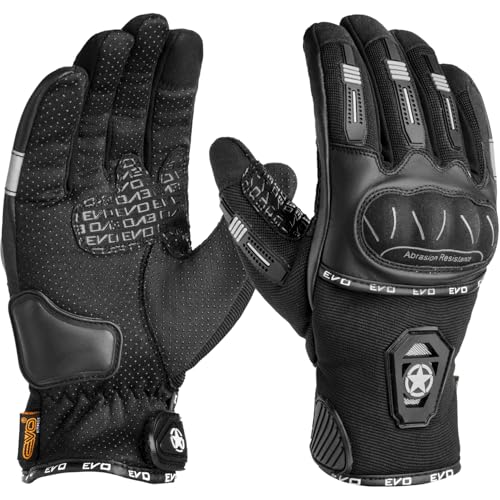 EVO Fitness Guantes de moto para verano, guantes de motocicleta para pantalla táctil, protección dura de nudillos y piel sintética, diseño transpirable para hombres y mujeres, ideales para montar