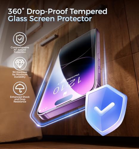 Image of MAGIC JOHN 2 Pack for iPhone 14 Pro Max Screen Protector, Shatterproof Tempered Film, Bubble Free & HD Clear, Easy Installation