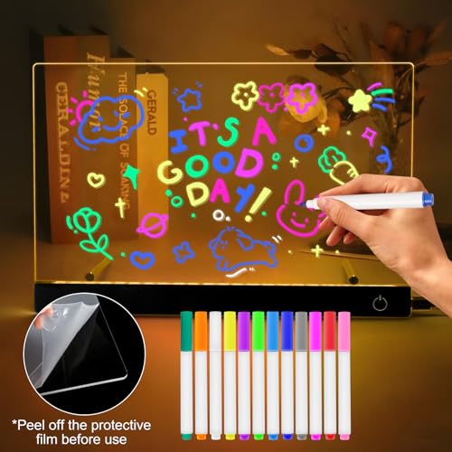 12 Stück Farben für LED Notiztafel, Markers für LED Note Board, Kompatibel mit leuchtenden Acryl-Messageboards und Notiztafel, Trocken Abwischbare Textmarker für Kritzelei-Zeichnen