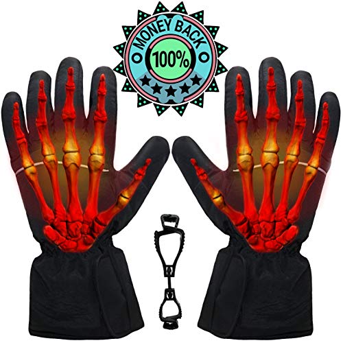 CHESH-Waterproof Electric Heated Gloves-Winter Hand Warmer-Unisex-Free Size-Touchscreen Enabled-Battery Powered-Portable+Glove Grabber Clip-for : Arthritis