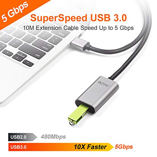 WEme USB 3.0 Active Extension Cable, 32 Feet 10 Meter USB 3.0 Extender Cord for Oculus VR, Xbox 360 Kinect, PlayStation with 5V2A Power Adapter, Aluminum