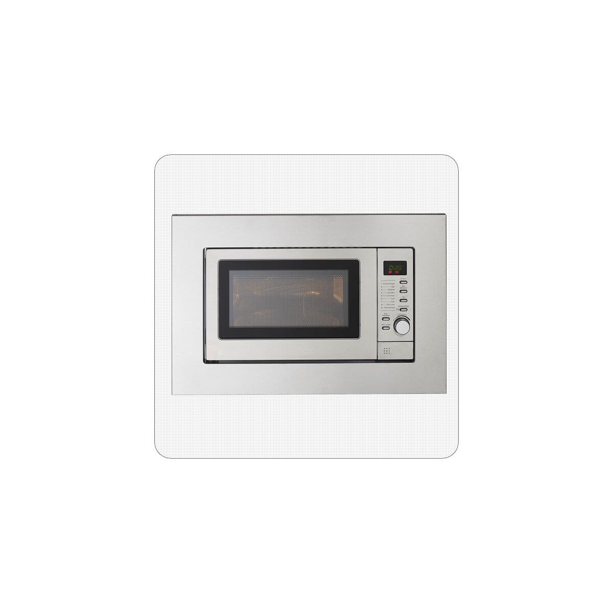 PKM Einbau-Mikrowelle MW800.8-20G-EB | 1000W Grillfunktion | 800W Mikrowellenfunktion | 6 Leistungsstufen | 20L Garraum | Edelstahl-Blende 59,5 cm breit | Auftaufunktion |Kindersicherung | LED-Display