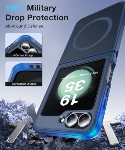 Image of NO.1 Magnetic for Samsung Galaxy Z Flip 7 FE Case with MagSafe | [Military Grade Drop Tested][Translucent Matte][Anti-Fingerprint] Soft Silicone Bumper for Samsung Flip 7 FE Case Slim,Blue
