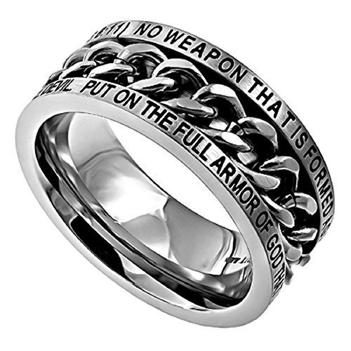 Spirit & Truth Chain Spinner Ring Isaiah 54:17/Ephesians 6:11 