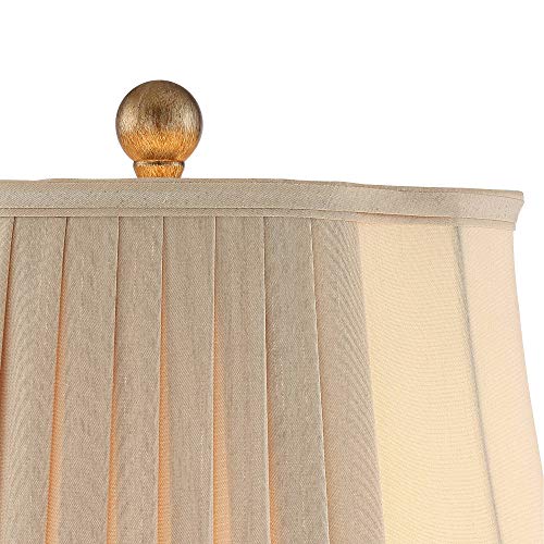 Regency Hill GV4215 Louis Traditional French Fleur-De-Lis Table Lamps 25.75 Inch High Set Of 2 Antique Gold Ivory White Pleated Bell Shade Decor thumb #7