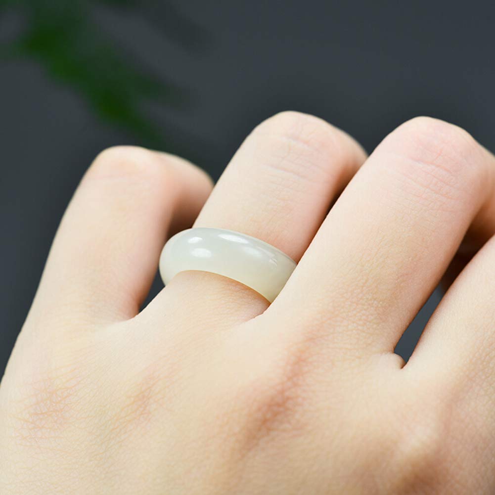 N/V Natürliche Hetian White Jade Ring Breite 6-8mm