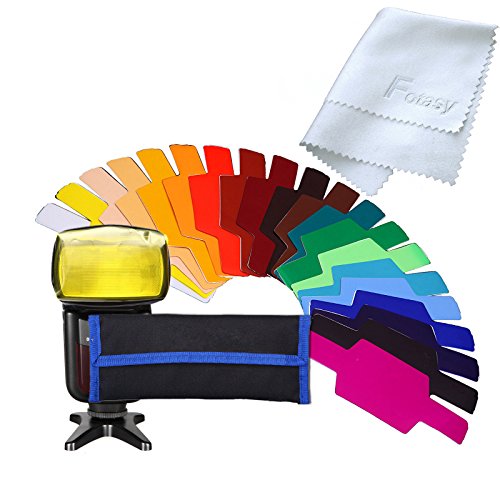 Fotasy Universal Flash Gels Lighting Filter, w/ Gel-Band attachment, 20 pcs Combination Kit