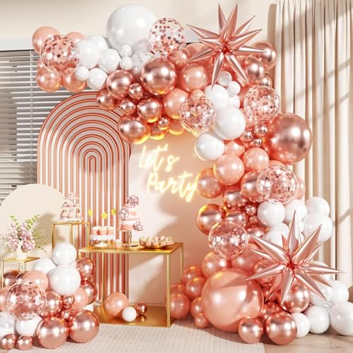 CboDeco Rose Gold Balloon Arch Garland Kit Rose Gold Birthday Decorations for Girls Women Bachelorette Bridal Shower Baby Shower Bridal Shower 2026 Graduation Party Anniversary Decorations
