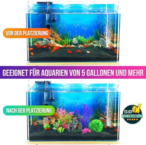 Borlech Aquarium Rock Decorations and Fish Tank Plastic Plants Decor Set 8 Pieces