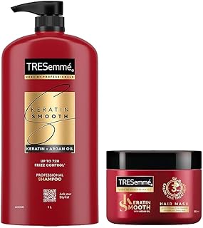 TRESemme Keratin Smooth Deep Conditioning Kit for Long Lasting Frizz Control - 1L Shampoo and 300ml Mask