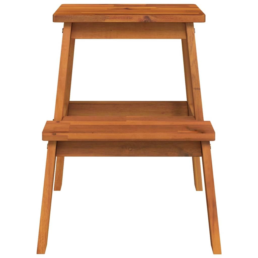Taboret z 2 stopniami, 40 x 38 x 50 cm, lite drewno akacjowe, zajmuje mało miejsca, można układać w stos, idealny do kuchni, salonu, ogrodu, na kemping, balkon i imprezę, obciążenie do 160