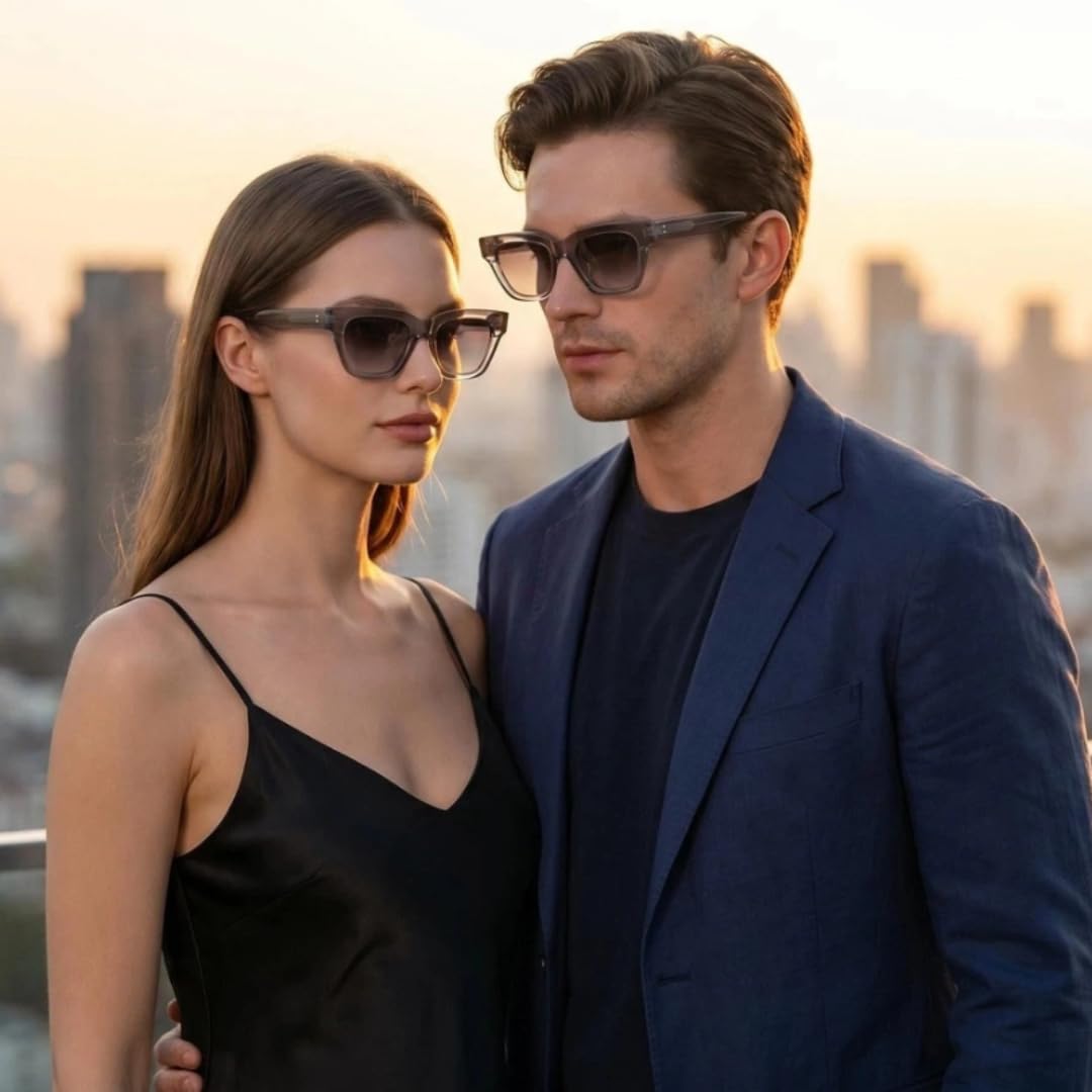Gafas de sol rectangulares de moda con montura de acetato, estilo retro, para conducir, protección UV400.