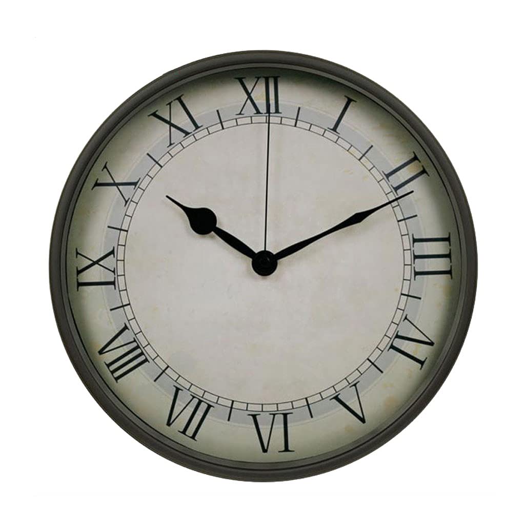 GPDNBIEU, Wall Clock 12 Inch Nordic Metal Retro Black Round Mute Quartz Creative, Clocks(C)