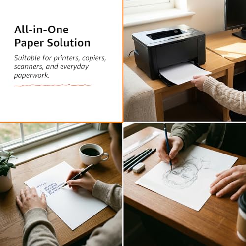 Image of Amazon Basics A4 Copier Paper | Multipurpose Paper | 75 GSM | 500 Sheets | Compatible with Inkjet & Laser Printers